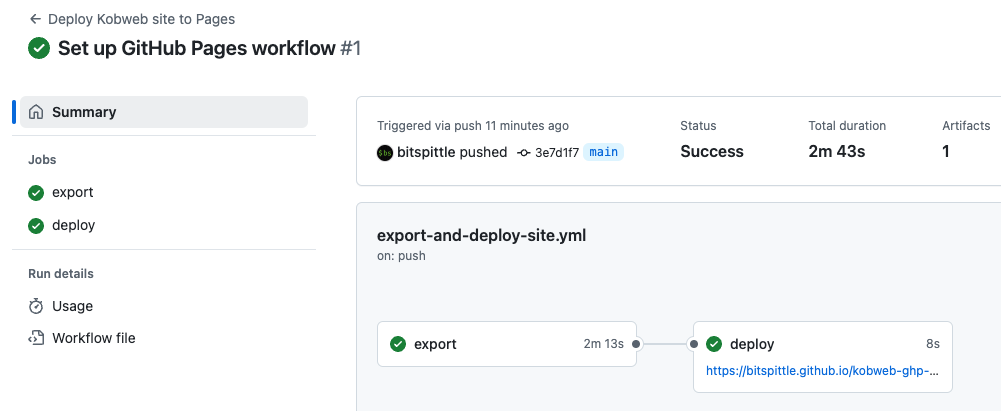 GitHub Workflow summary